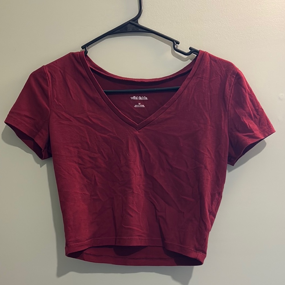 Wild Fable Women's Red V-Neck Crop Top